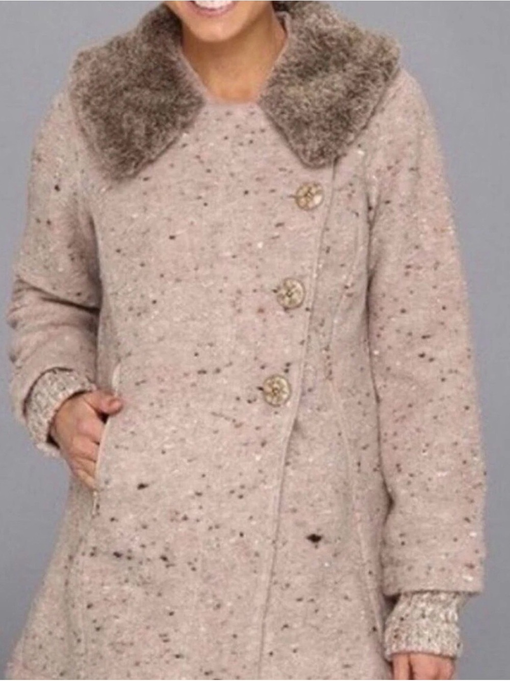 prAna Lisina Wool Blend peacoat in Oatmeal Rose Sz Small